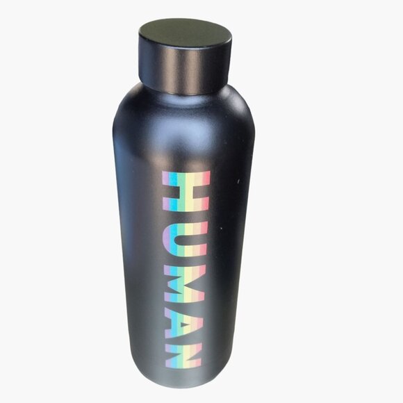 Human Insulated Water Bottle Black Stainless Steel Rainbow Gay Pride Apparrel - Picture 1 of 9